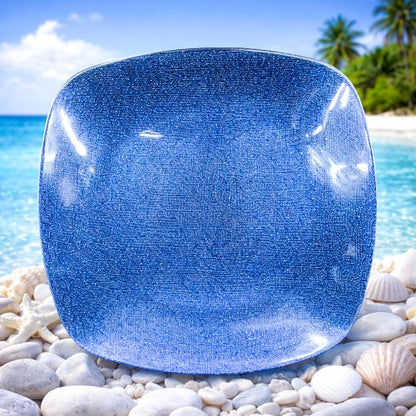 10.5" Square Blue Glitter Charger Plate - Item #68336