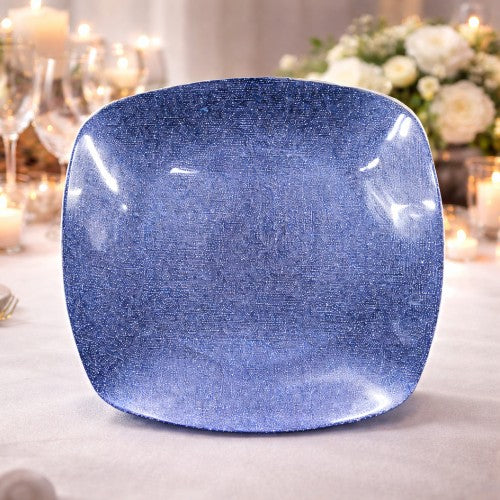 7.75" Square Blue Glitter Salad Plate - Item #68337
