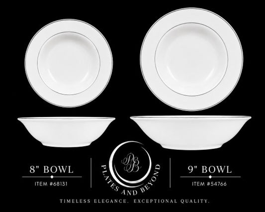 8" Salad Bowl Silver Line - Item #68131 $3.99 & 9" Bowl Item# 54766 $2.99