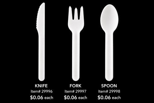 White Pulp Cutlery Collection – Knife, Fork & Spoon