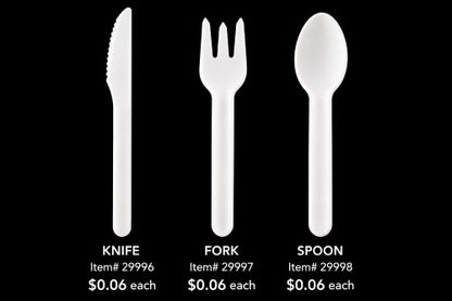 White Pulp Cutlery Collection – Knife, Fork & Spoon